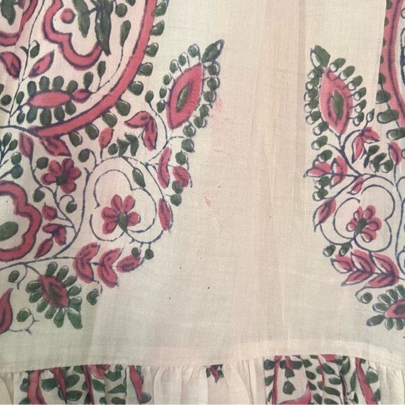 BELL by Tracy Bell | White Pink Block Print Paisley Ann Midi Dress - Picture 4 of 8